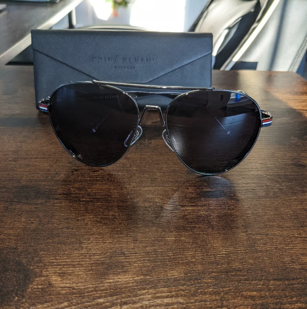 Privé Revaux Men's / Unisex Aviator Red, White, and Blue Sunglasses with…